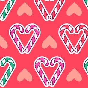 Candy Cane Hearts - MEDIUM - Christmas Red