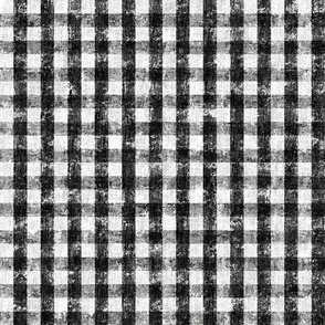 12" Distressed Gingham Vintage Textured Black and White by Audrey Jeanne