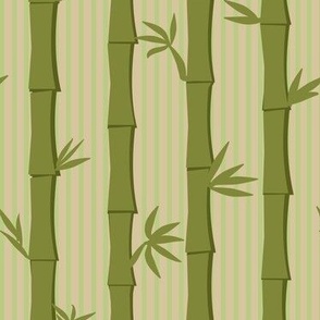 tropical Lounge bamboo forest grove stripes - green - medium 