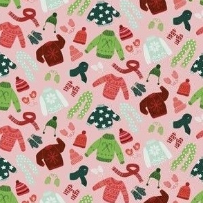 holiday sweaters on pink background - small