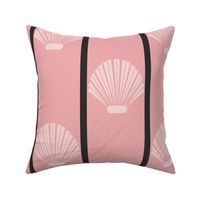 scallops-pink shells half-drop on coral with black stripes