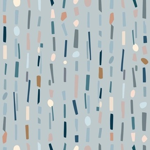 Abstract Mosaic Stripes in Blues, Tans, and Teals