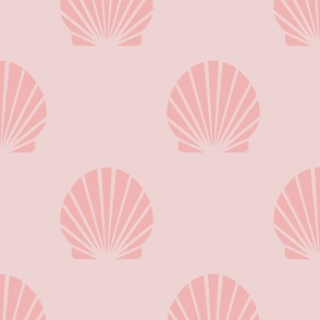 rounded  coral pink scallop shells- half-drop on blush pink