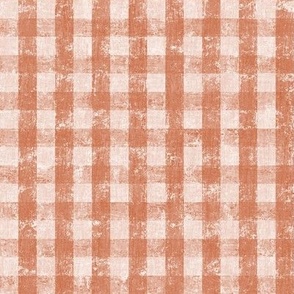 18" Distressed Gingham Vintage Textured Orange and White by Audrey Jeanne