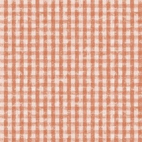 8" Distressed Gingham Vintage Textured Orange and White by Audrey Jeanne