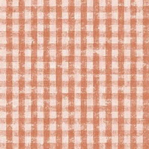12" Distressed Gingham Vintage Textured Orange and White by Audrey Jeanne
