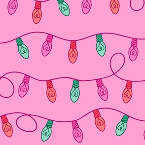 Festive Fairy Lights - LARGE - Pink Green Red