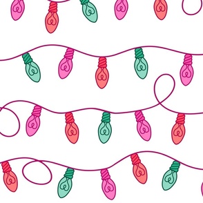 Festive Fairy Lights - LARGE - Pink Green Red White