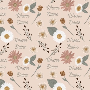 Wrenn Elaine: Nickainley font on Cotton Dandelions and Daisies