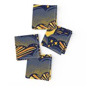 Celestial Clouds - extra large - dark blue, yellow, and orange