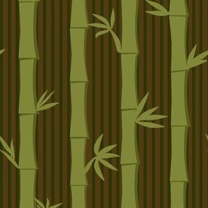 tropical Lounge bamboo forest grove stripes - brown - medium 