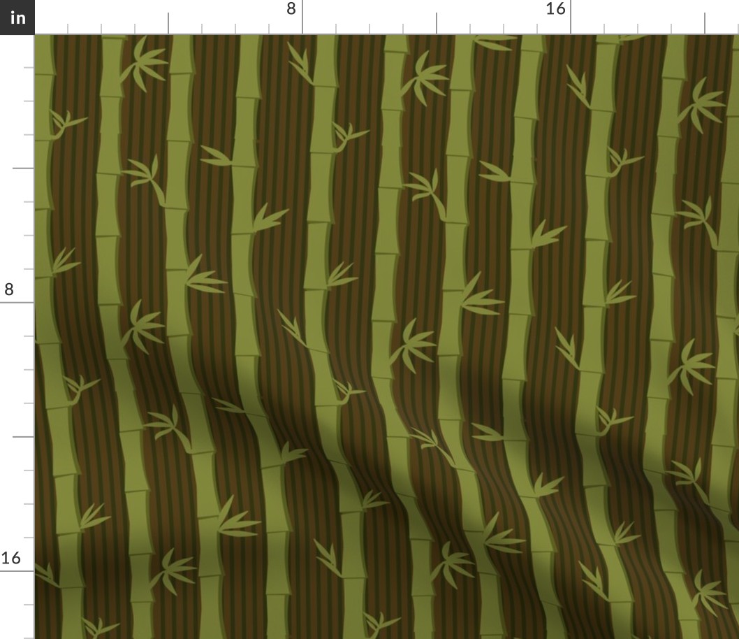 tropical Lounge bamboo forest grove stripes - brown - medium 