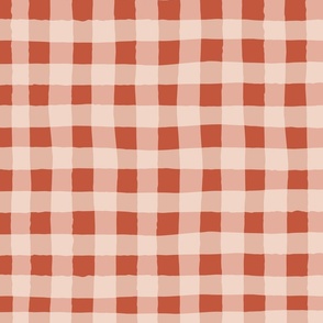 Maroon and Beige Wonky Lines Plaid