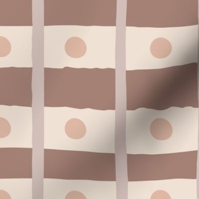 Abstract Plaid with Dots in Cream and Mocha
