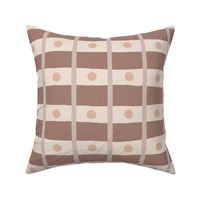 Abstract Plaid with Dots in Cream and Mocha