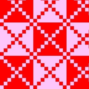 Pink and Red Pixels Checkerboard