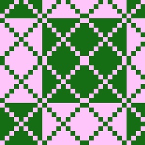 Checkerboard Pink Dark Green