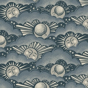 Celestial Clouds - 12" large - slate blue and gray 