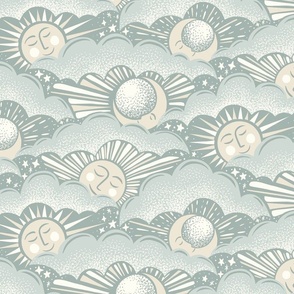 Celestial Clouds - 12" large - soft blue and cream 