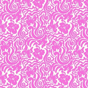 60s Retro Butterfly swirl Bright Barbie Pink by Jac Slade