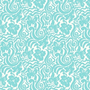 60s Retro Butterfly swirl Bright Tropical blue by Jac Slade