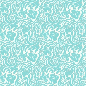 60s Retro Butterfly swirl Bright Tropical blue by Jac Slade