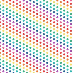 SMALL-1/2" rainbow polka dots on white