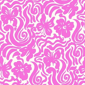 Retro Butterfly swirl Bright Barbie Pink by Jac Slade