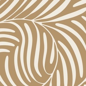swirl - creamy white_ lion gold - tropical leavess