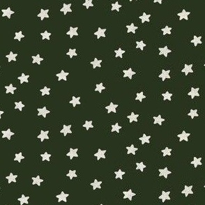 white stars on pine green background - small