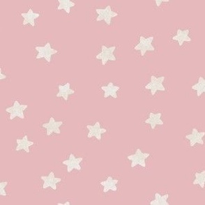 white stars on light pink background - large