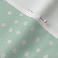 white stars on mint green background - small