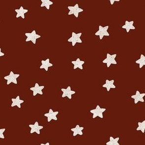 white stars on wine red background - large