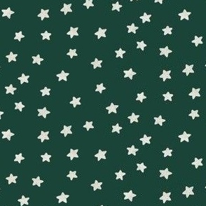 white stars on forest green background - small