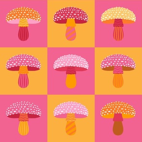 Pink and Orange Cutesy Mushrooms