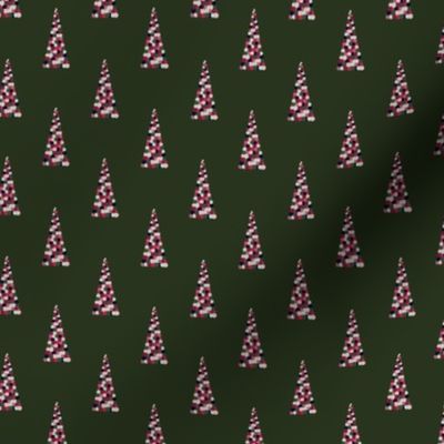 multicolor holiday trees on green background - small
