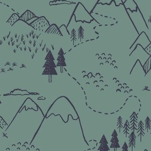 Mountain Top_rustic forest_kids_Large_Green Bay Navy Blue_Hufton Studio