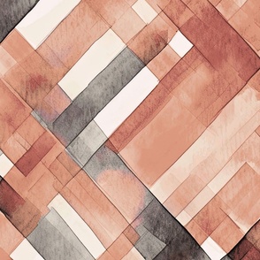 Madras Plaid Abstract in Clay and Charcoal and Cream by kedoki