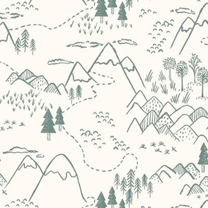 Mountain Top_rustic forest_kids_Medium_Cream Green Bay_Hufton Studio