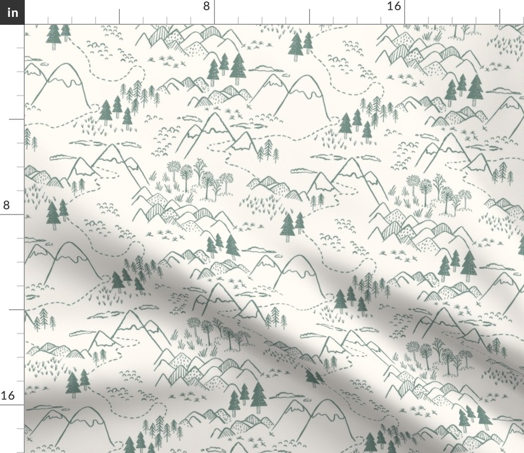 Mountain Top_rustic forest_kids_Medium_Cream Green Bay_Hufton Studio