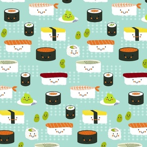 Too Cute to Eat Sushi - Teal Large