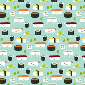 Too Cute to Eat Sushi - Teal Medium