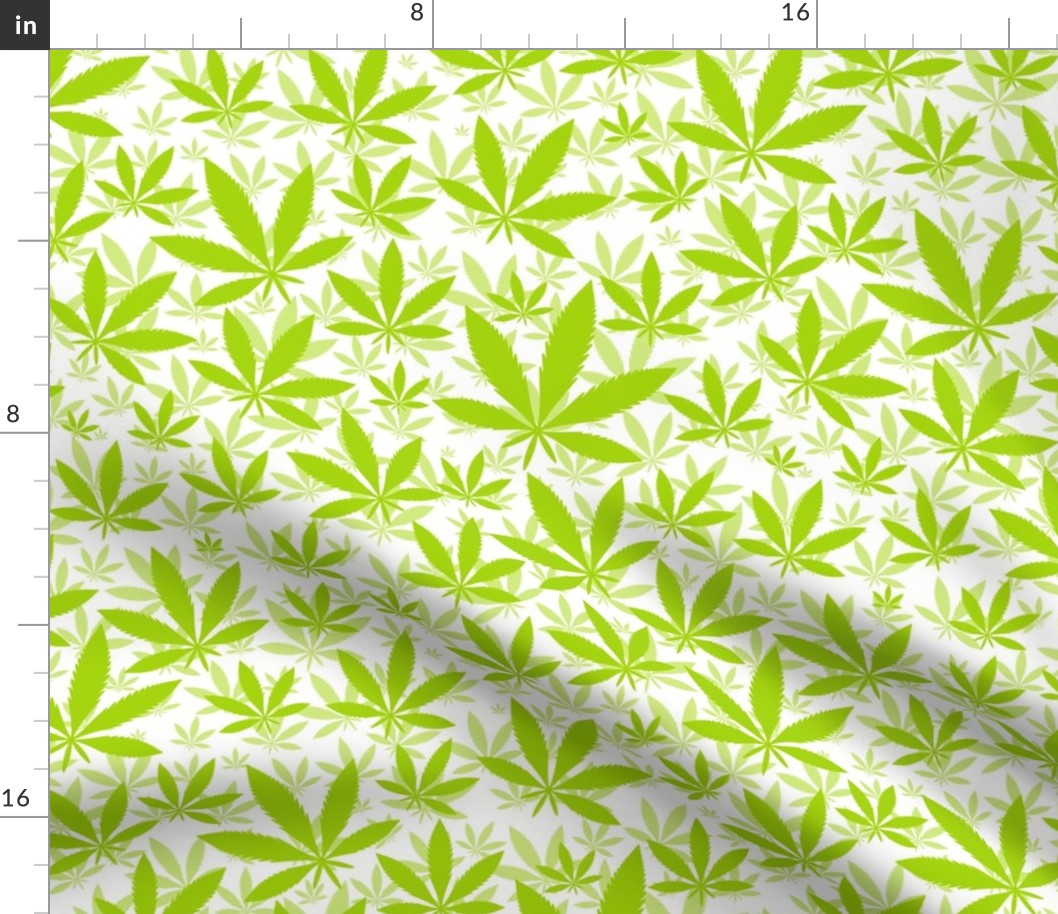 Bigger Scale Marijuana Cannabis Leaves Lime Green on White