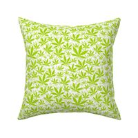 Smaller Scale Marijuana Cannabis Leaves Lime Green on White