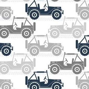 Medium Scale Jeep 4x4 Adventures Off Road Jeep Vehicles Navy Grey on White