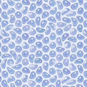 Trippy Boho Blue Smiley Face - Boho Blue Smiley Face - Blue Trippy Smiley Face - SmileBlob - xxtsf506  - 16.98in x 14.12in repeat - 600dpi (25% of Full Scale)