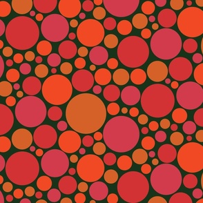 Retro Pink & Orange Polka Dots on Green Background - Large scale