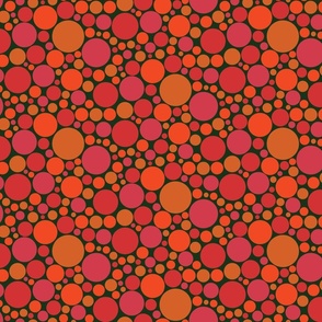 Retro Pink & Orange Polka Dots on Dark Green Background - Small scale