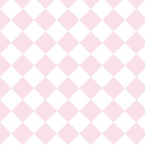 2 inch Diagonal Checkerboard Merry Bright Christmas Harlequin Pattern in Pale Pink and White Diamond Checked