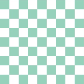 2" Checked Checkerboard Merry Bright Christmas Pattern in Mint Green and White Square Checked